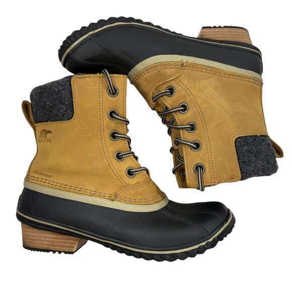 Sorel Slimpack Lace II Winter Boot Elk Tan Brown Nubuck Leather Women’s Size 8.5 - Picture 9 of 11